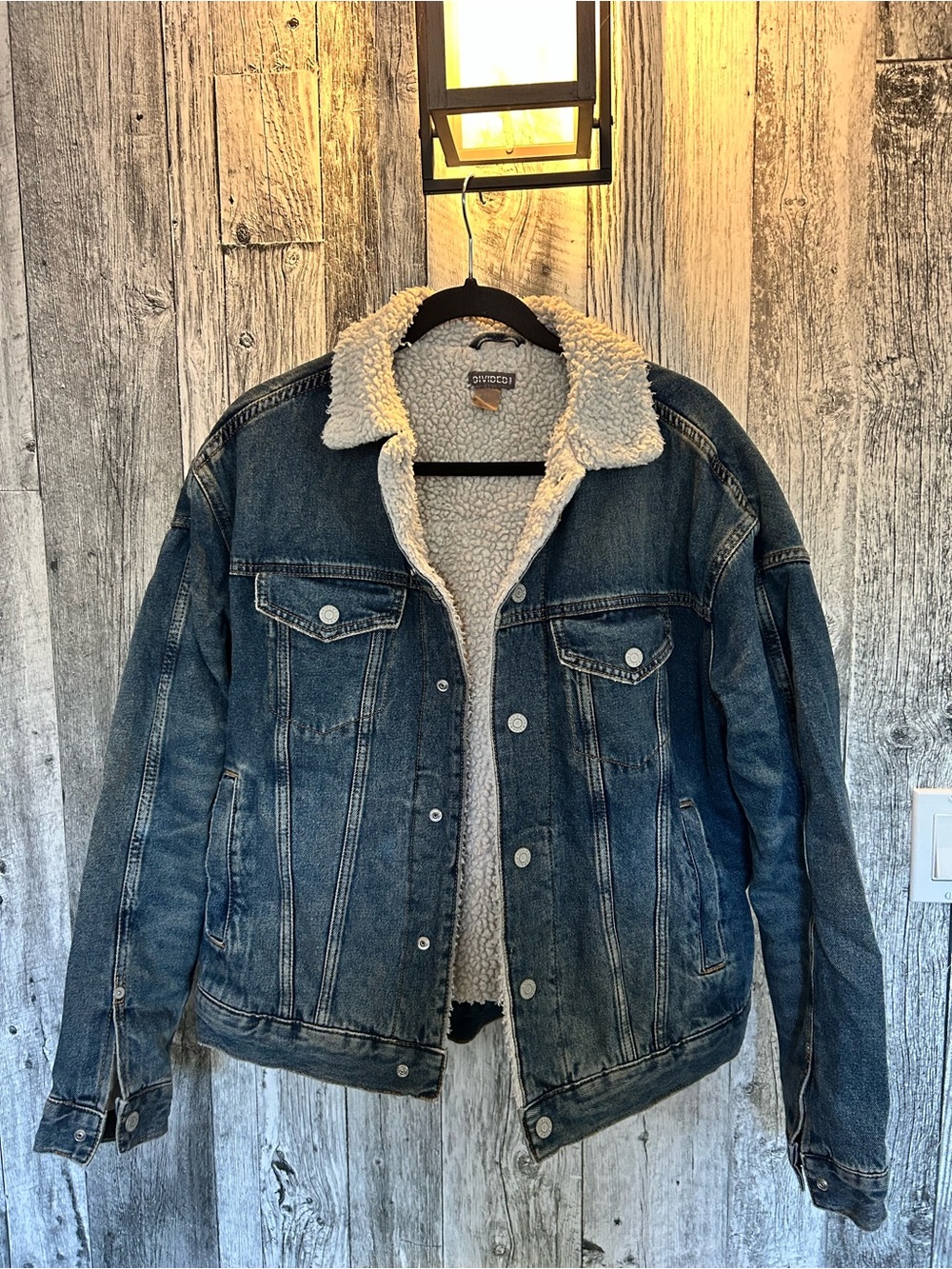 H&M Blue Denim Sherpa-Lined Jacket